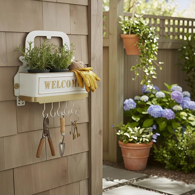 Truck Farmhouse Key Rack & Rustic Metal Wall Planter, Wall Mounted Flower Pot - Image 5