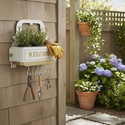Truck Farmhouse Key Rack & Rustic Metal Wall Planter, Wall Mounted Flower Pot - Image 5