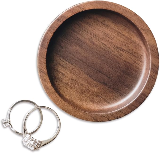 Walnut Wood Ring Holder, Engraved Jewelry Dish and Storage Tray, Unique Gift by CustomVibes