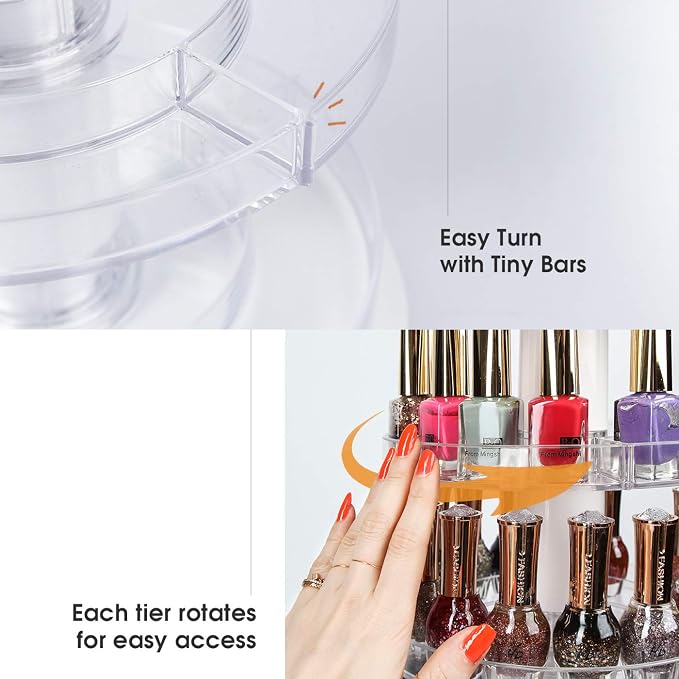 J JACKCUBE DESIGN Acrylic Rotating Nail Polish Display Stand Spinning Rack - Image 4