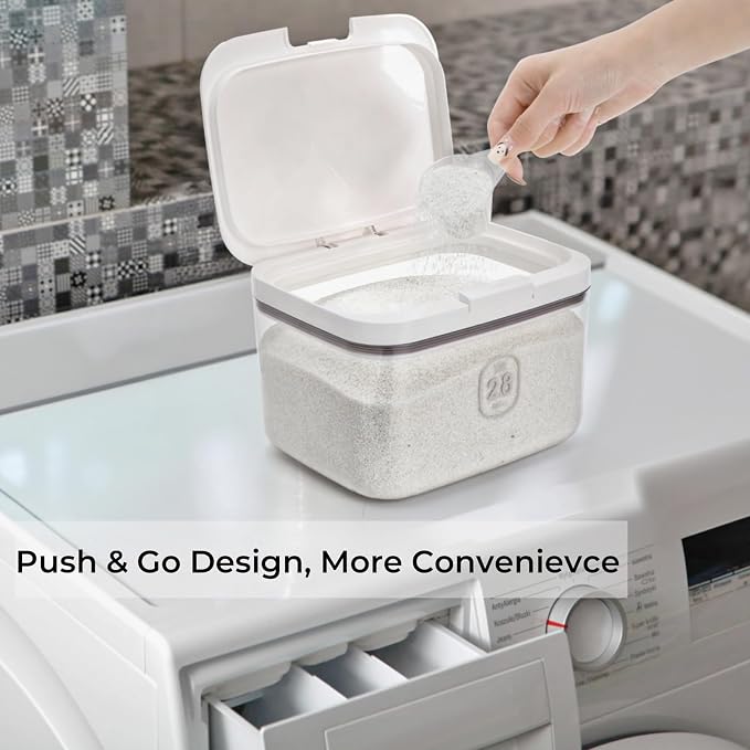Tlence 94 OZ/2.8L Laundry Pods Container, One-Press Lid Laundry Powder Holder - Image 6