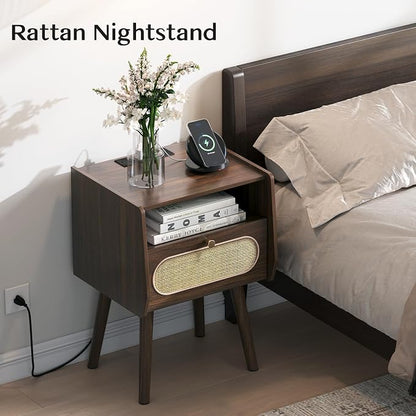 Nightstand Set of 2, Rattan Night Stands - Image 3