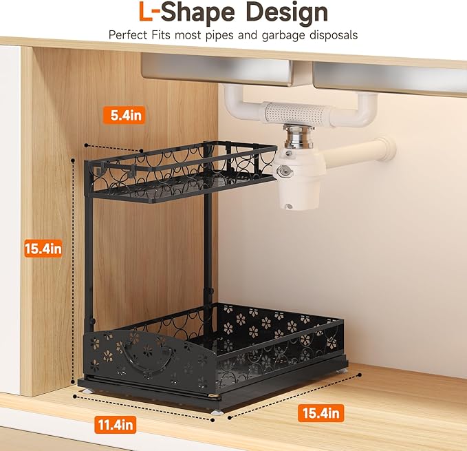 Sevenblue 2-Pack 2-Tier Height Adjustable Under Sink Organizer & Storage | - Image 2