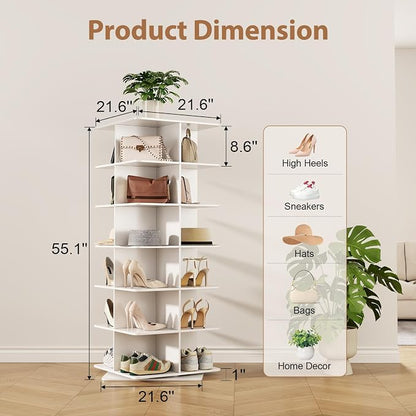 Rotating Shoe Rack Tower, PVC Material Structure, 6-Tier 360° Swivel - Image 2