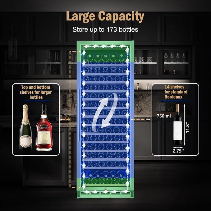 Wine Fridge Freestanding, 173 Bottles 24 Inch Wine Cooler Refrigerator - Image 2