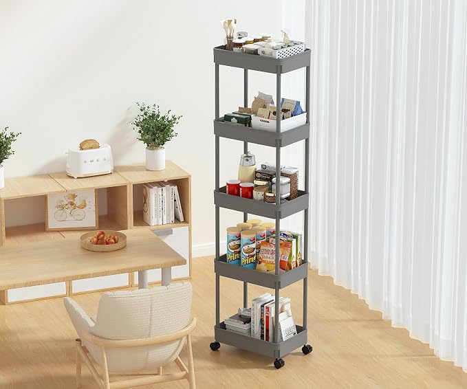 Sooyee 5-Tier Plastic Rolling Utility Cart - Image 2