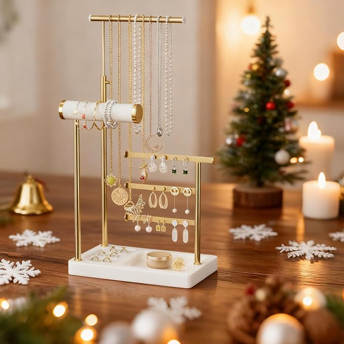SZQINJI 5 Tier Jewelry Holder Organizer, Adjustable Height Jewelry Display - Image 3