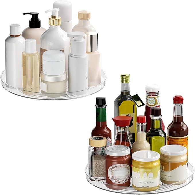 2 Pack Lazy Susan Organizer Turntable, Round Non-Skid Refrigerator Lazy Susan by Lulltou