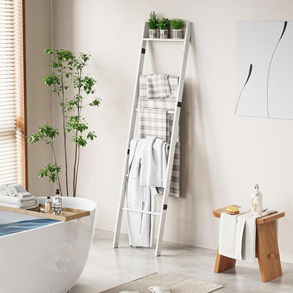 BAMBANG 6-Tier Blanket Ladder for Living Room, Blanket Quilt Ladder Rack Rustic - Image 7