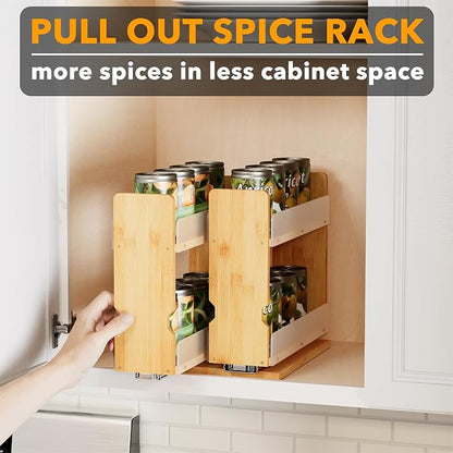 SpaceAid Bamboo Pull Out Spice Rack Organizer - Image 5