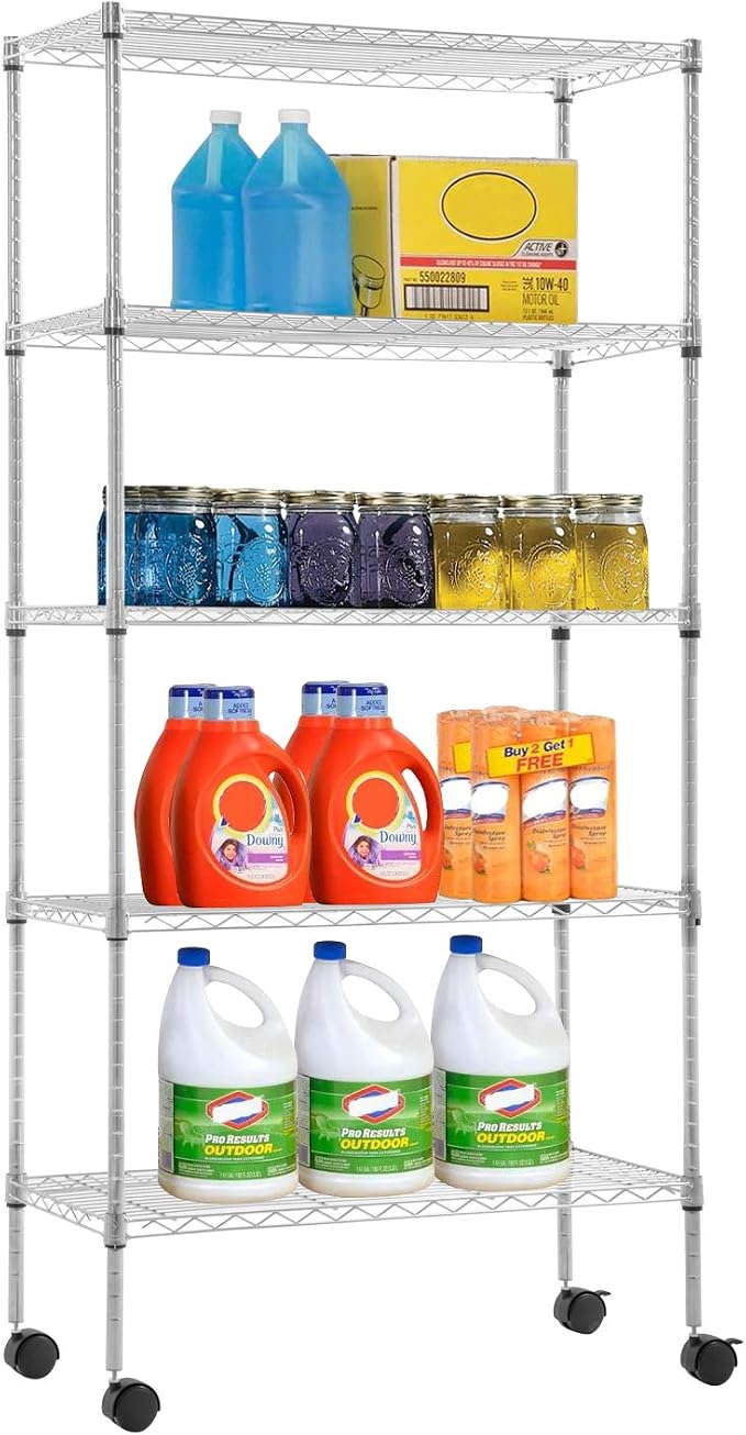 30" L×14" W×60" H Wire Shelving Unit Commercial Metal Shelf by FDW