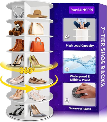 RUNSUNSPRI 7 Tier Rotating Shoe Rack Corner Organizer 360°Rotating Shoe Rack by RUNSUNSPRI