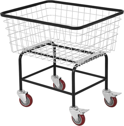 Wire Laundry Cart with Wheels, 2.5 Bushel Rolling Laundry Basket, Commercial - Image 9