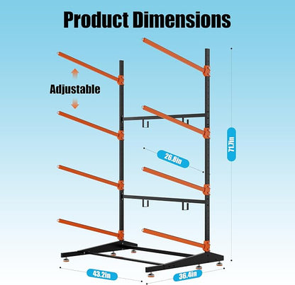 Kayak Storage Rack, Heavy-Duty Outdoor Canoe Rack, Reinforced, and Enhanced - Image 7