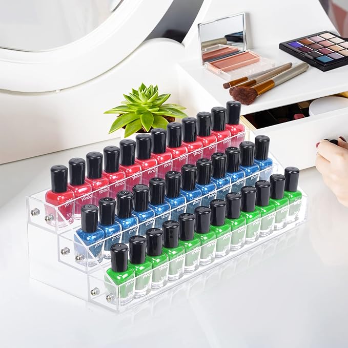 Acrylic Nail Polish Organizer Rack, 3 Tier Paint rack and Storage Shelf - Image 7