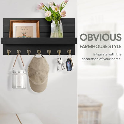 HONJIN Key Holder for Wall: Upgraded 7 Sturdy Key Hooks Easy Installation Mail - Image 4