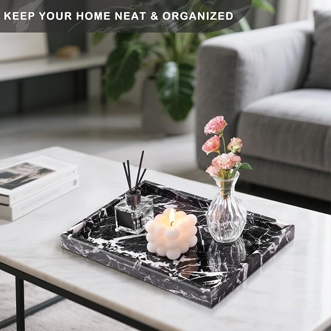 Marble Bathroom Tray for Countertop & Home Decor, Natural Decorative Marble - Image 7
