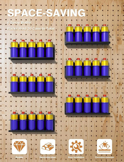 6 Pack Spray Can Holder Organizer, Wall-Mounted Steel Spray Bottle Rack - Image 6