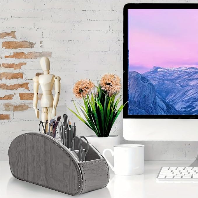 Remote Control Holder, Leather 5 Rooms Desk Organizer and Decorations - Image 6