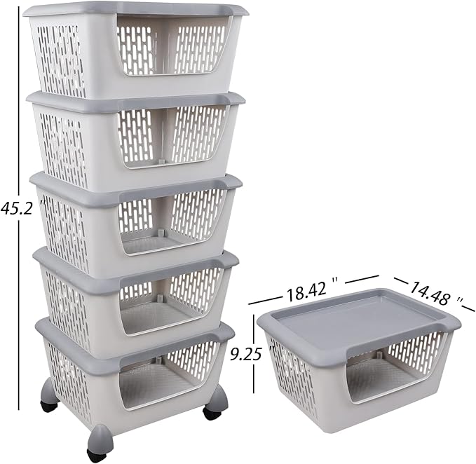 5-Tier Stacking Storage Basket Tower - Image 3