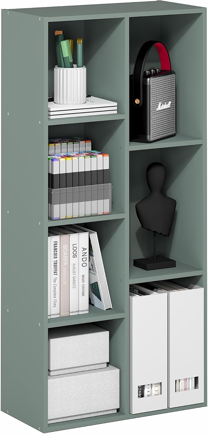 Furinno LUDER Book Shelf, 7-Cube Bookshelf, 9.4" x 19.5" x 41.7", by Furinno-FitsYourSpaceFitsYourBudget