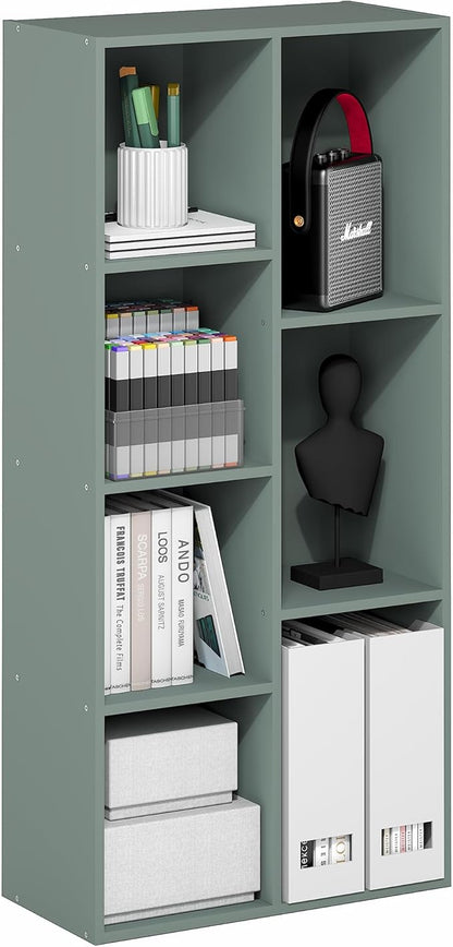 Furinno LUDER Book Shelf, 7-Cube Bookshelf, 9.4" x 19.5" x 41.7", by Furinno-FitsYourSpaceFitsYourBudget