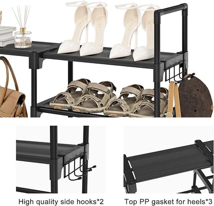 WOWLIVE 9 Tier 3-Column Shoe Rack, 50-55 Pairs Stackable Black | 50in long - Image 6