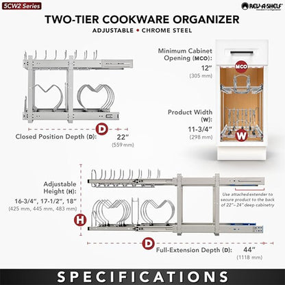 Rev-A-Shelf 2-Tier Kitchen Cabinet Pullout 11.75" Cabinet Organizer - Image 4