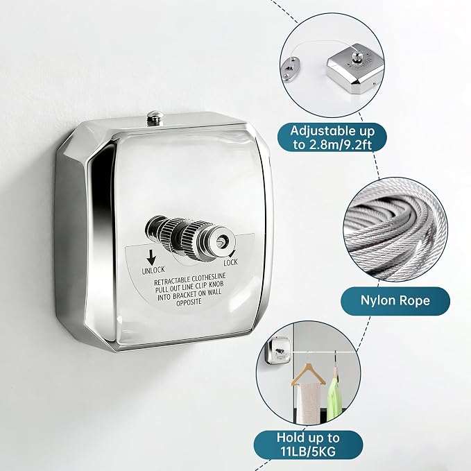 304 Stainless Steel Retractable Clothesline - Image 5