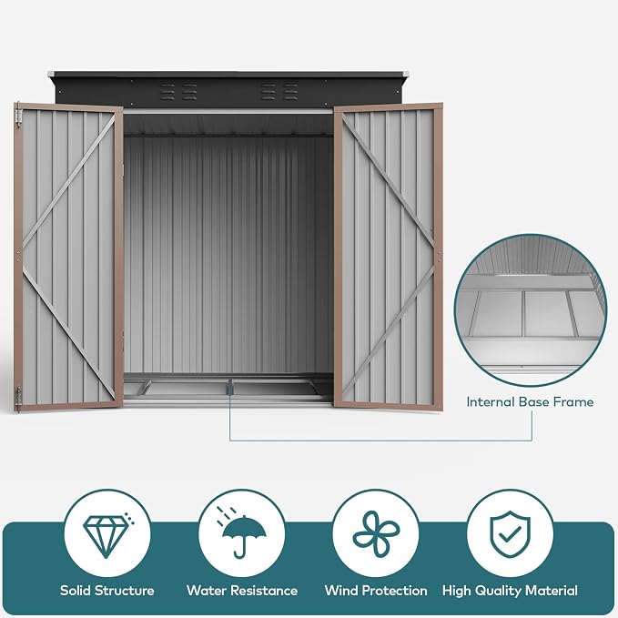Gizoon 6' x 4' Outdoor Storage Shed - Image 7