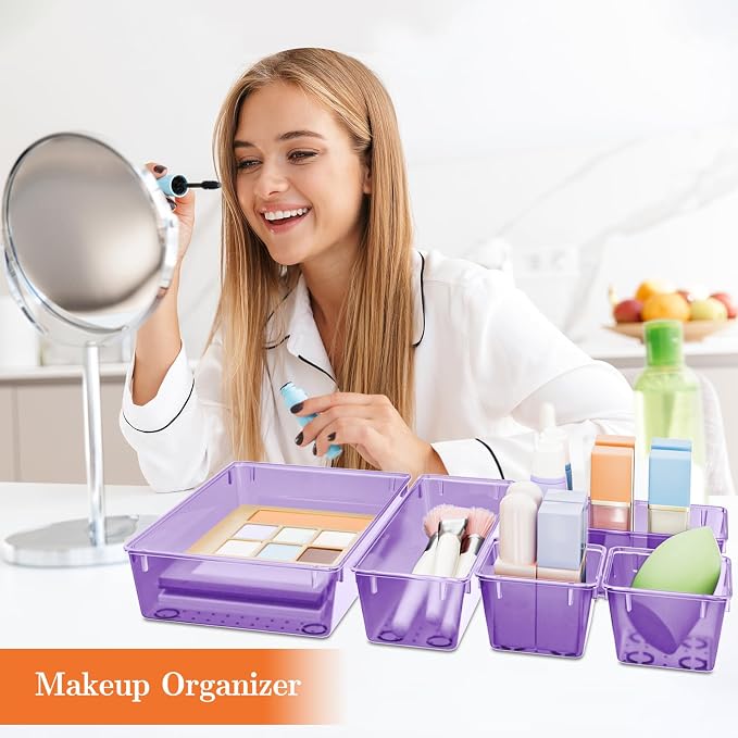 25 PCS Plastic Drawer Organizer Set, 4-Size Versatile Organizer Trays & storage - Image 5