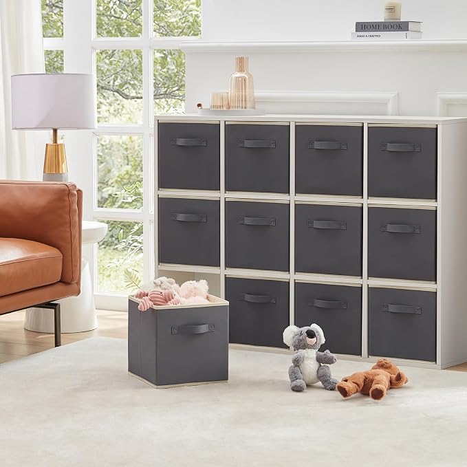 Lifewit Storage Cubes, 11 Inch Organizer Bins, 18L Gray&Black, 12 Packs | - Image 7