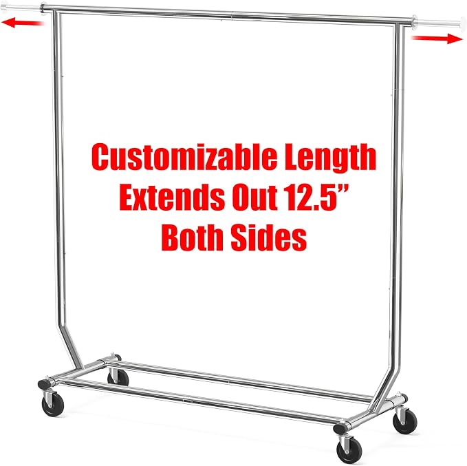 Simple Houseware Supreme Commercial Grade Clothing Garment Rack, Chrome | Holds - Image 3