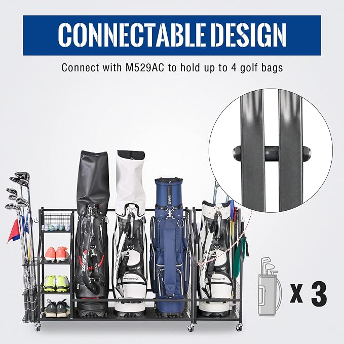 Mythinglogic Golf Storage Garage Organizer, Golf Bag Storage Stand and Other - Image 3