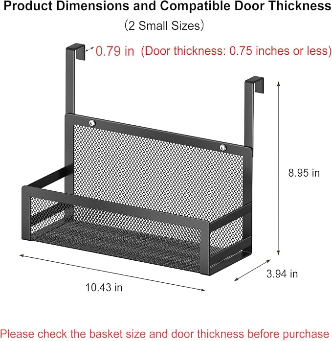 Hanging Kitchen Baskets Fine Mesh Wire Storage Basket Over Cabinet Door - Image 2