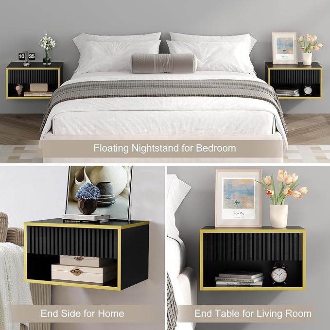 4ever2buy Floating Nightstand Set of 2, Modern Wall Mounted Nightstand - Image 6