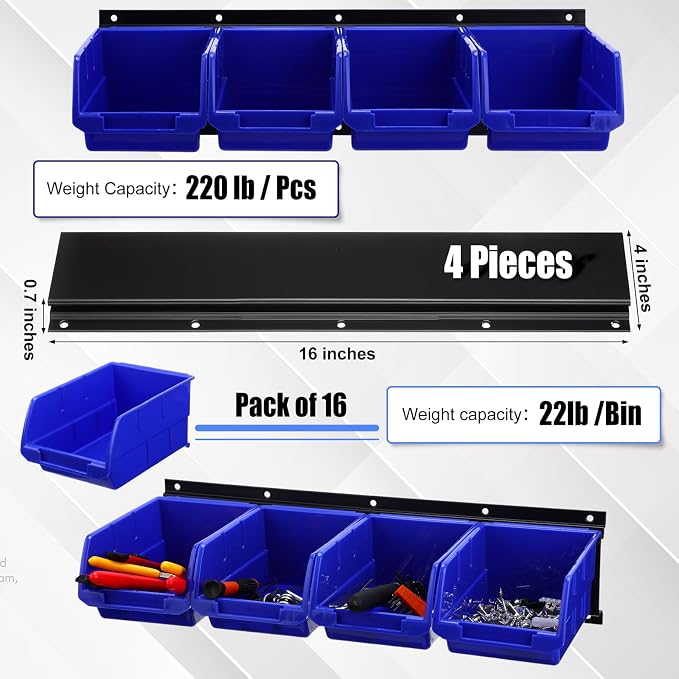 Maitys Wall Mounted Storage Bins Plastic Hanging Stackable Storage Parts Garage - Image 4