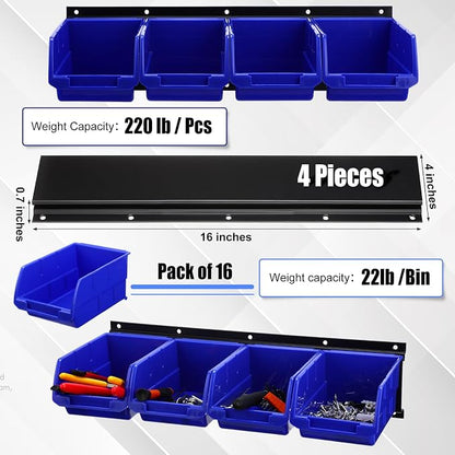 Maitys Wall Mounted Storage Bins Plastic Hanging Stackable Storage Parts Garage - Image 4