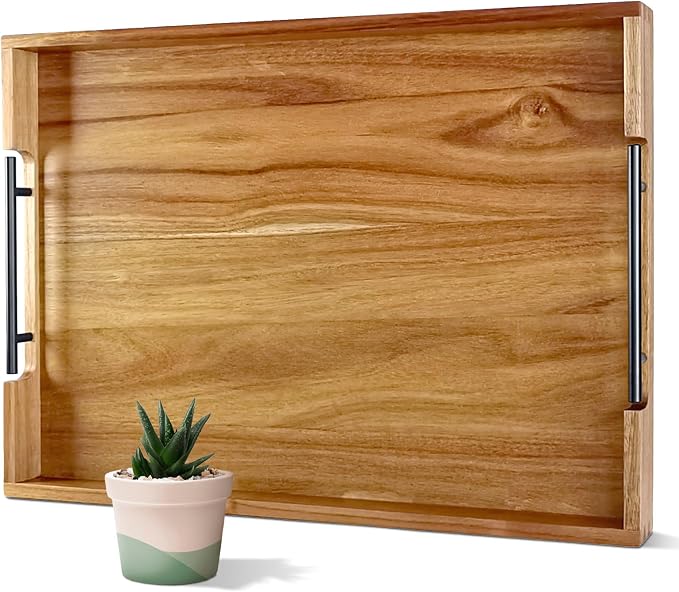 22 Inches Acacia Wood Serving Tray by OurMiao