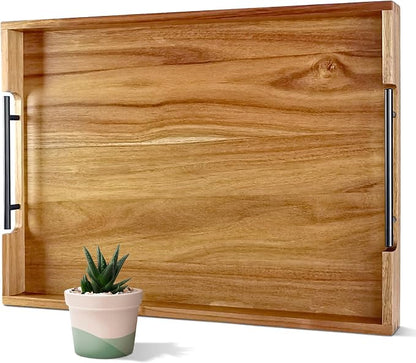 22 Inches Acacia Wood Serving Tray by OurMiao