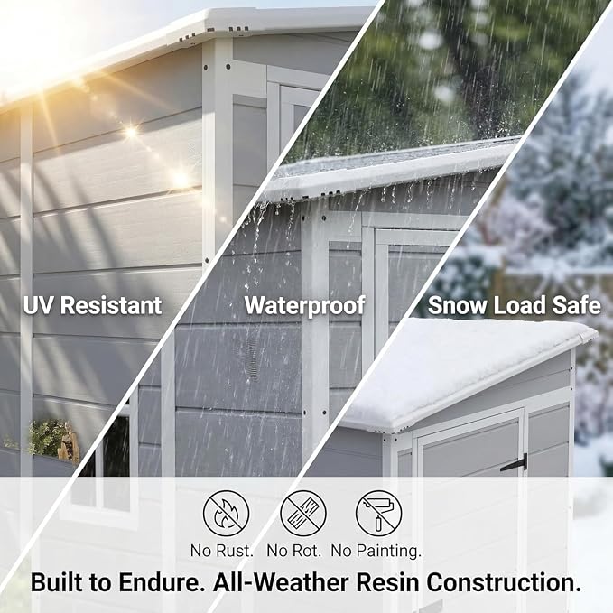 Devoko 5 x 4 FT Plastic Outdoor Storage Shed - Image 4