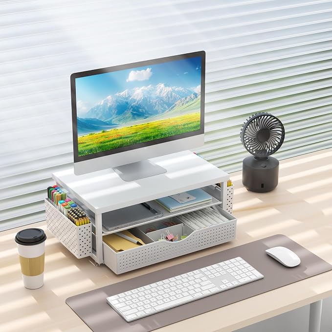 gianotter Wood Monitor Stand Riser, Office Desk Shelf Organizer, Desk Organizer - Image 7