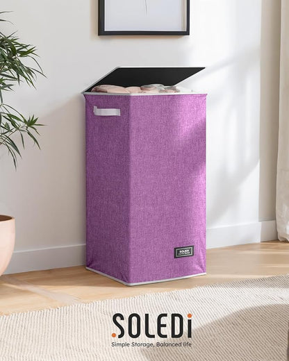 SOLEDI Laundry Hamper with Lid 100L Large & Tall Collapsible Laundry Basket - Image 9