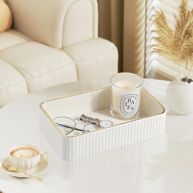 Desk Organizer Tray, PU Leather Nightstand Organizer Perfume Valet Tray - Image 7