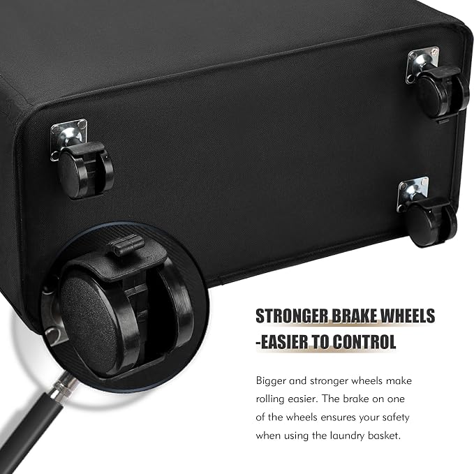 DOKEHOM 25-Inches Slim Laundry Basket on Wheels, Collapsible Rolling Laundry - Image 5