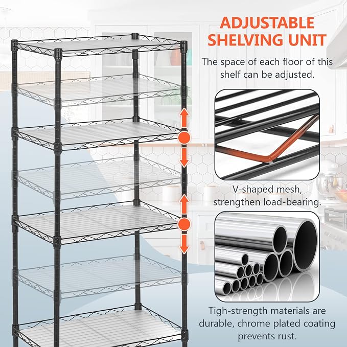 FDW 18L x 12W x 44H Wire Shelves Metal Shelf - Image 6