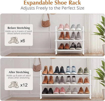 INSMART 3-Tier Expandable Shoe Rack, Stackable and Adjustable Shoes Organizer - Image 2