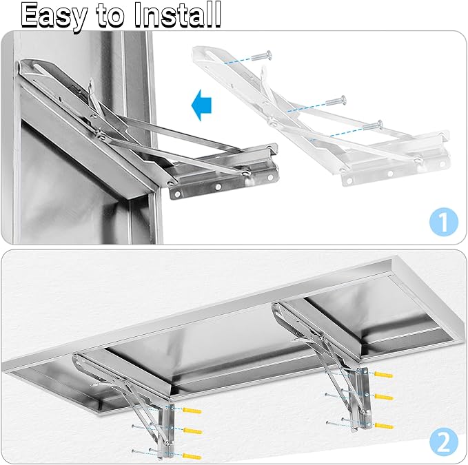 Stainless Steel Folding Concession Shelf 24" x 18" | Heavy Duty Drop Down - Image 7