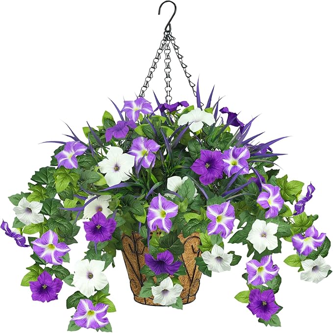 Artificial Flowers Hanging Baskets by UNLEMONI