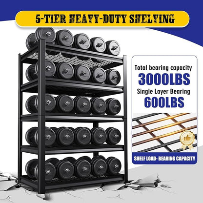 78" H Garage Shelving Heavy Duty Storage Shelves, 5-Tier Adjustable Metal - Image 4